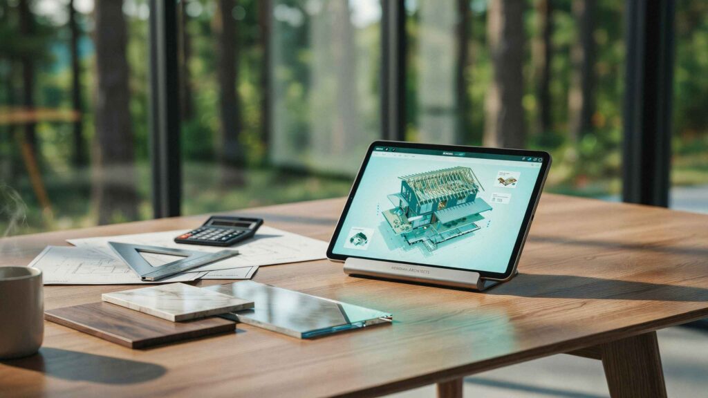 Transparent architectural blueprints and BIM modeling tools representing independent architect advocacy in Georgia.cy