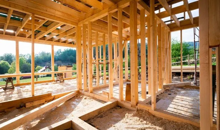 modern house framing stage residential construction